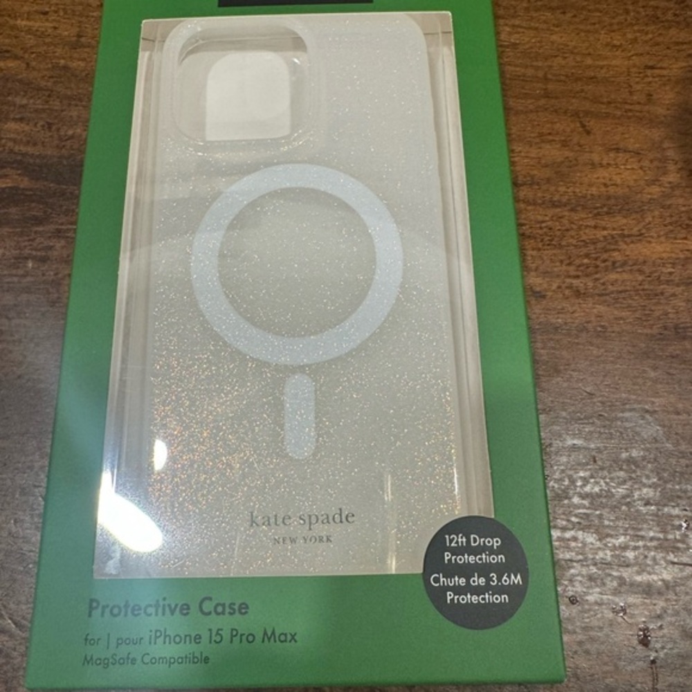 KATE SPADE ♠️ clear with subtle glitter-iPhone 15 Pro Max cover with MagSafe♠️